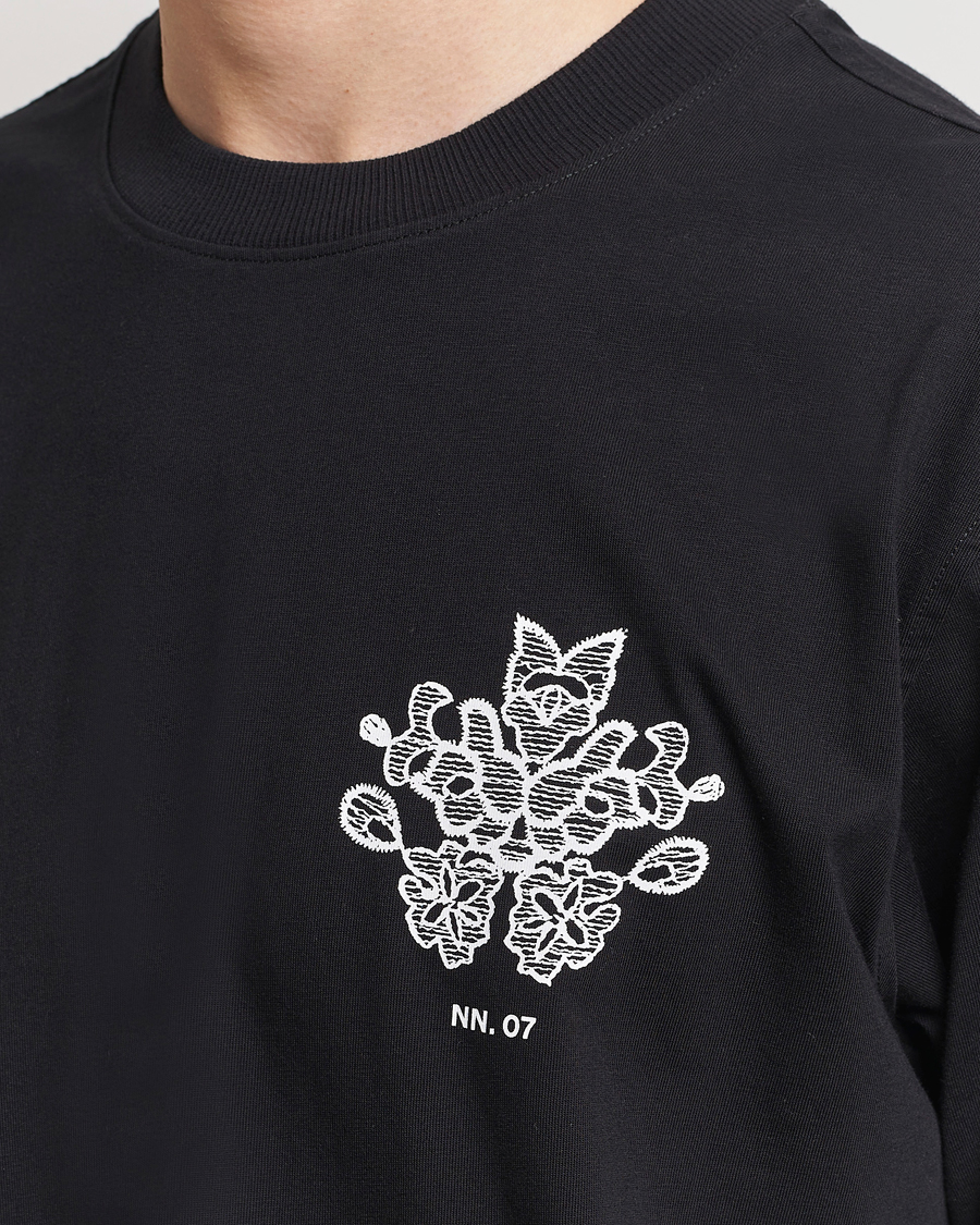 Men | T-Shirts | NN07 | Adam Printed Crew Neck T-Shirt Black