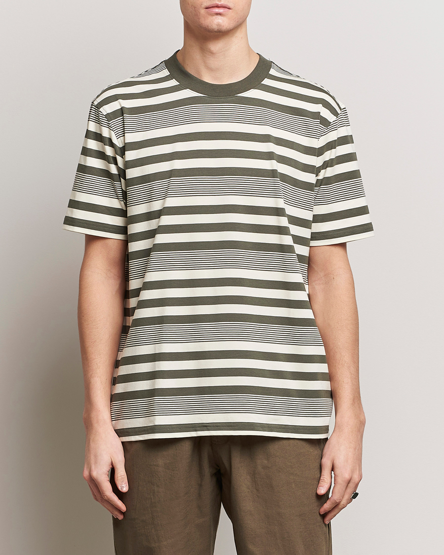 Men | T-Shirts | NN07 | Adam Striped Crew Neck T-Shirt Capers Green