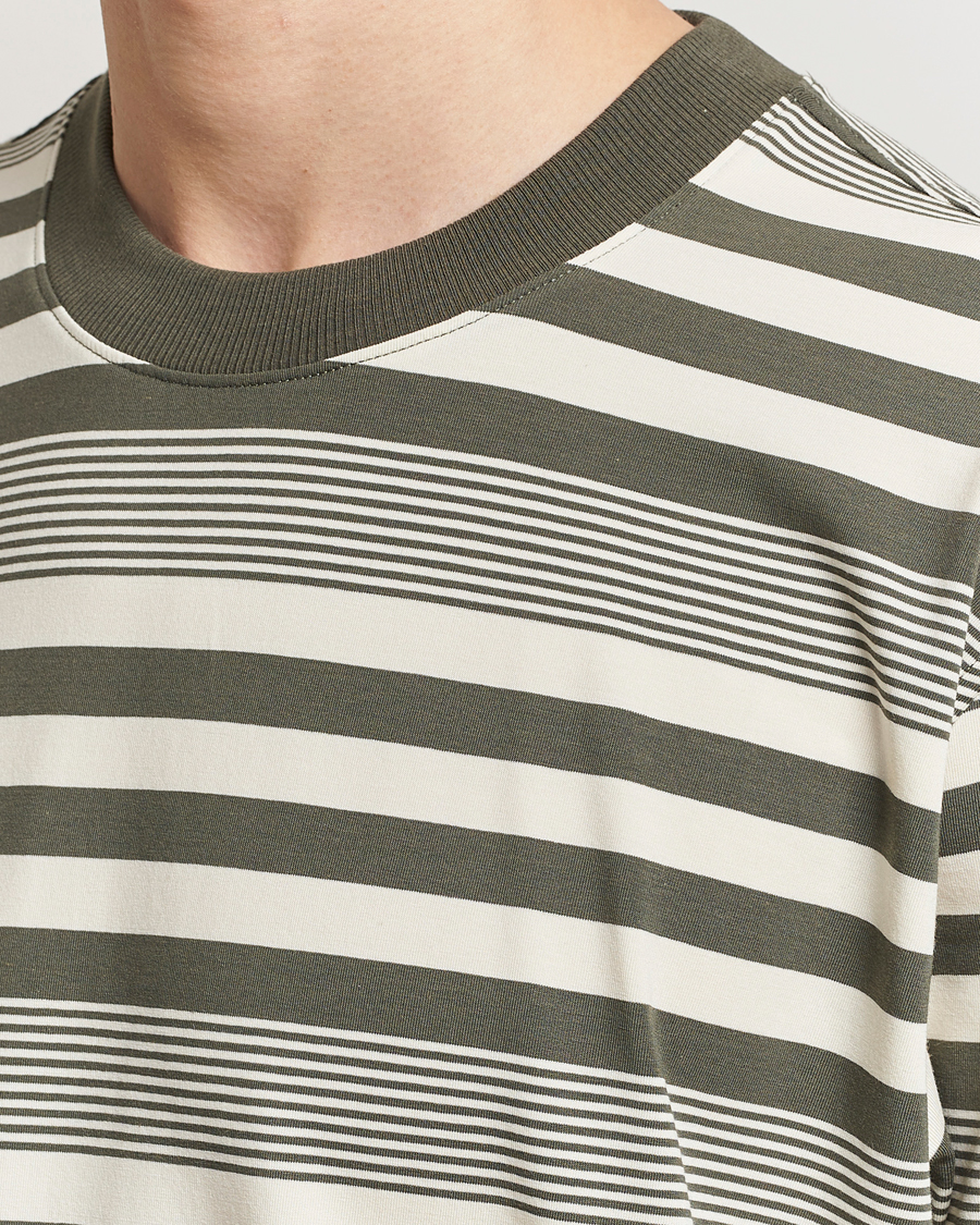 Men | T-Shirts | NN07 | Adam Striped Crew Neck T-Shirt Capers Green