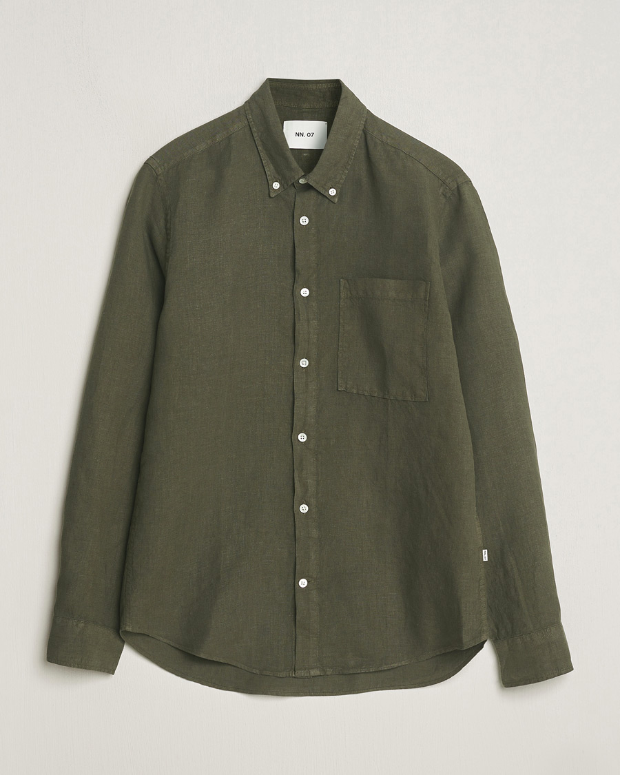Men | Shirts | NN07 | Arne Linen Shirt Capers Green