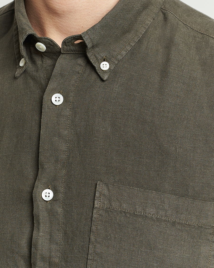 Men | Shirts | NN07 | Arne Linen Shirt Capers Green