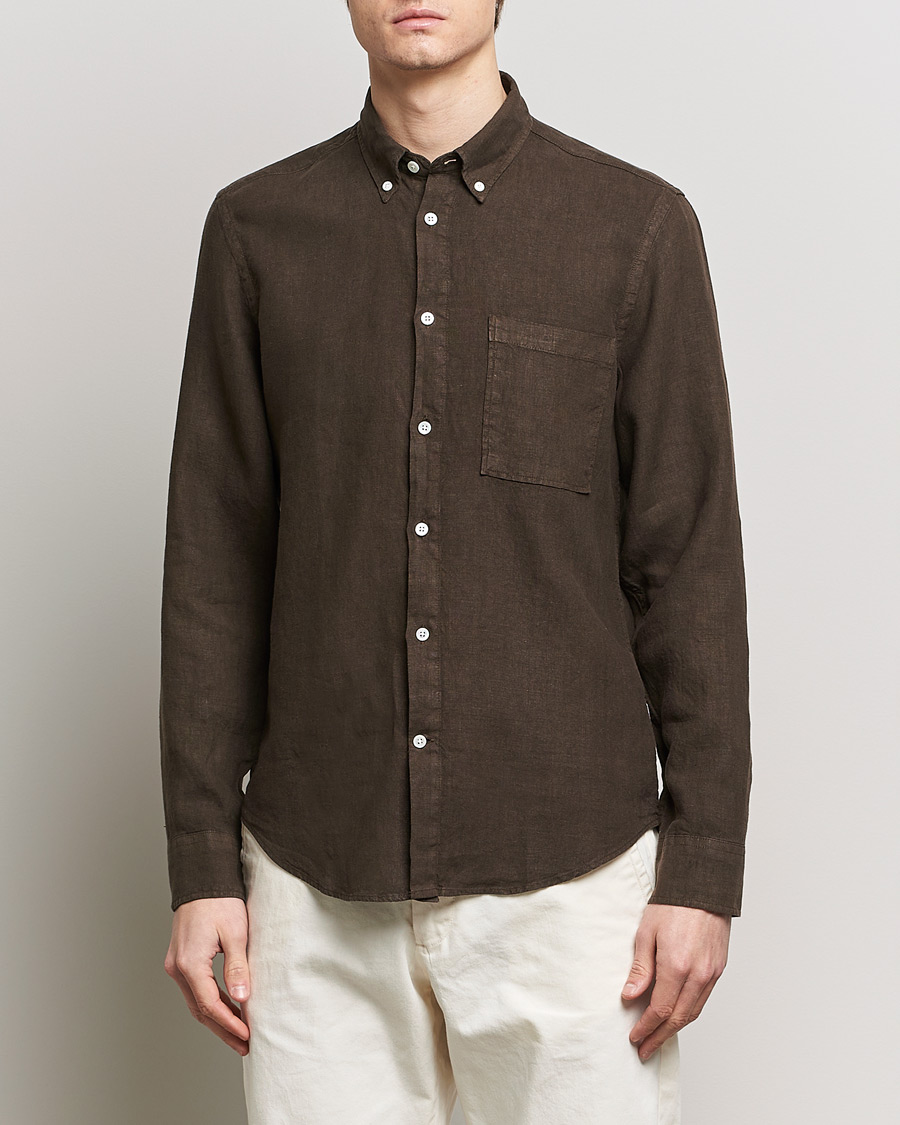 NN07 Arne Linen Shirt Demitasse Brown at CareOfCarl.com