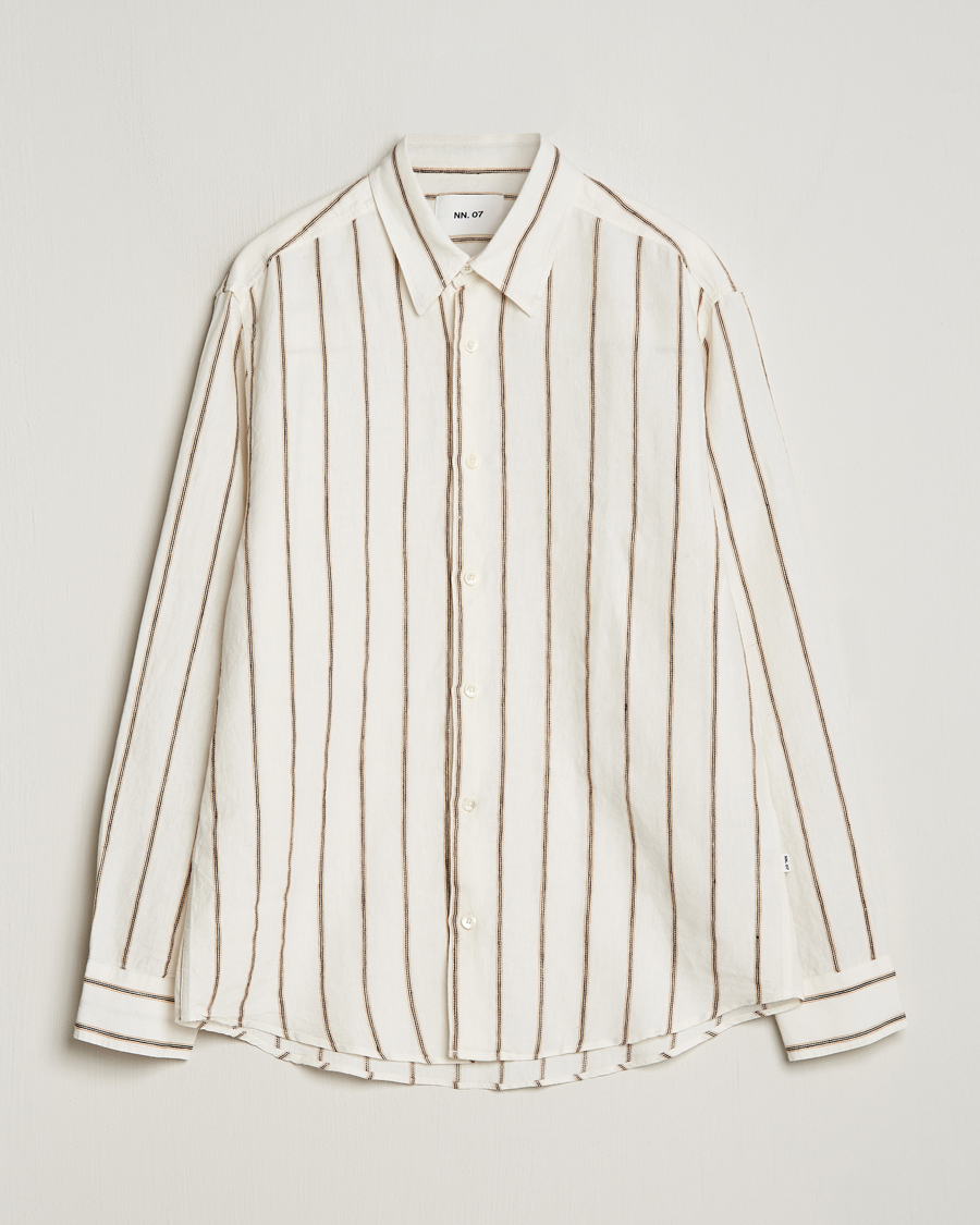 Men | Shirts | NN07 | Quinsy Striped Linen Shirt Ecru Multi