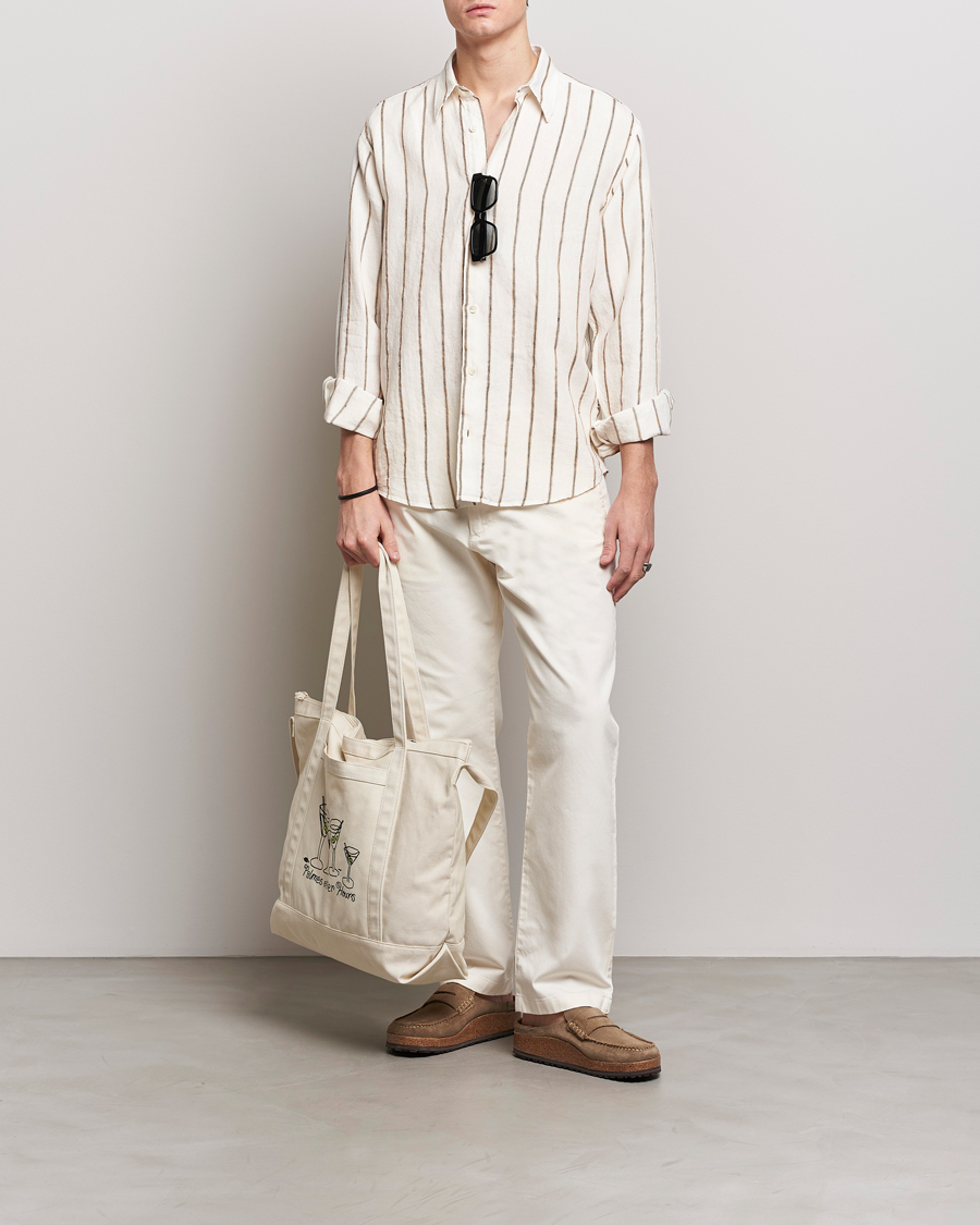Men | Shirts | NN07 | Quinsy Striped Linen Shirt Ecru Multi