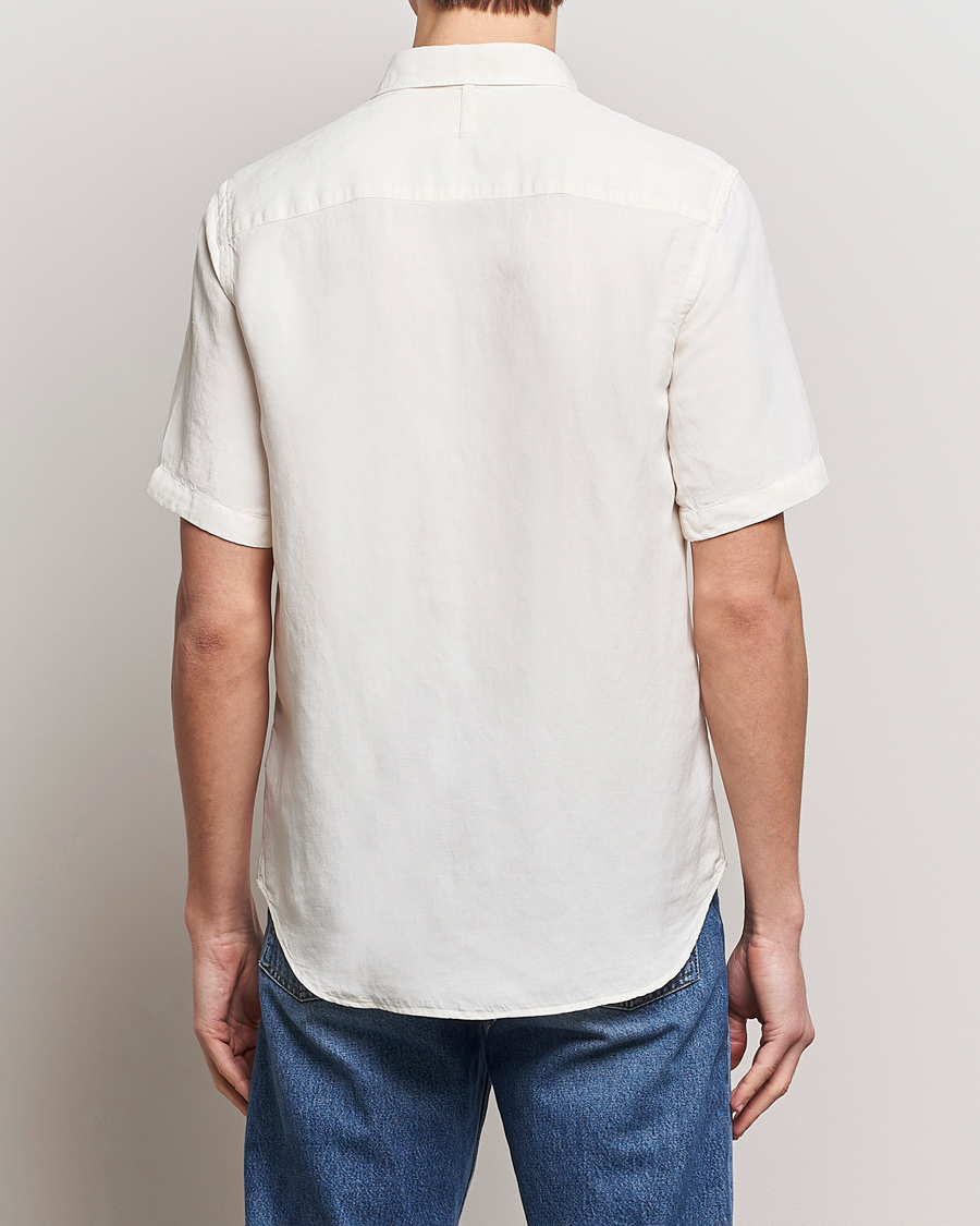 Men | Shirts | NN07 | Arne Tencel/Linen Short Sleeve Shirt White