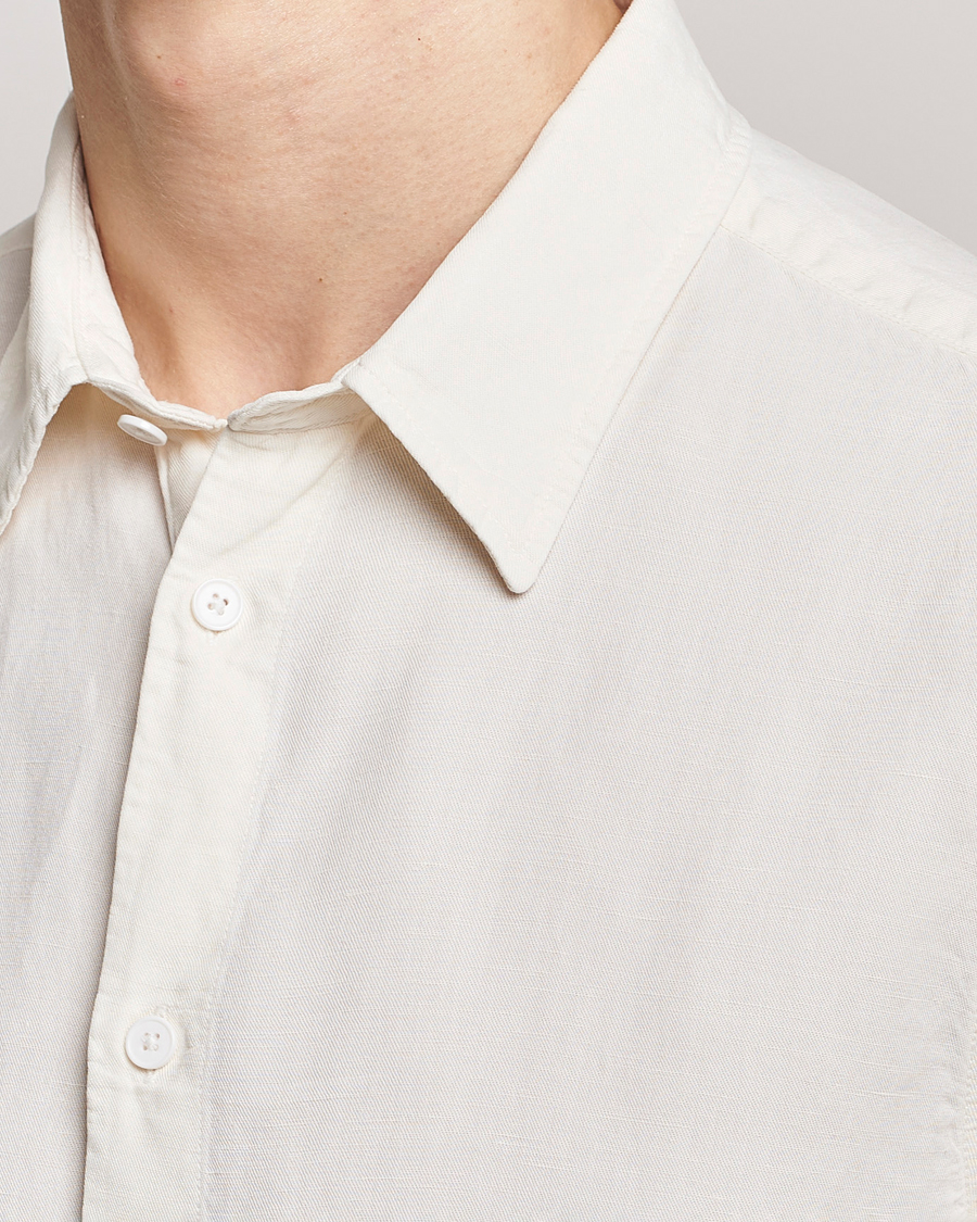 Men | Shirts | NN07 | Arne Tencel/Linen Short Sleeve Shirt White