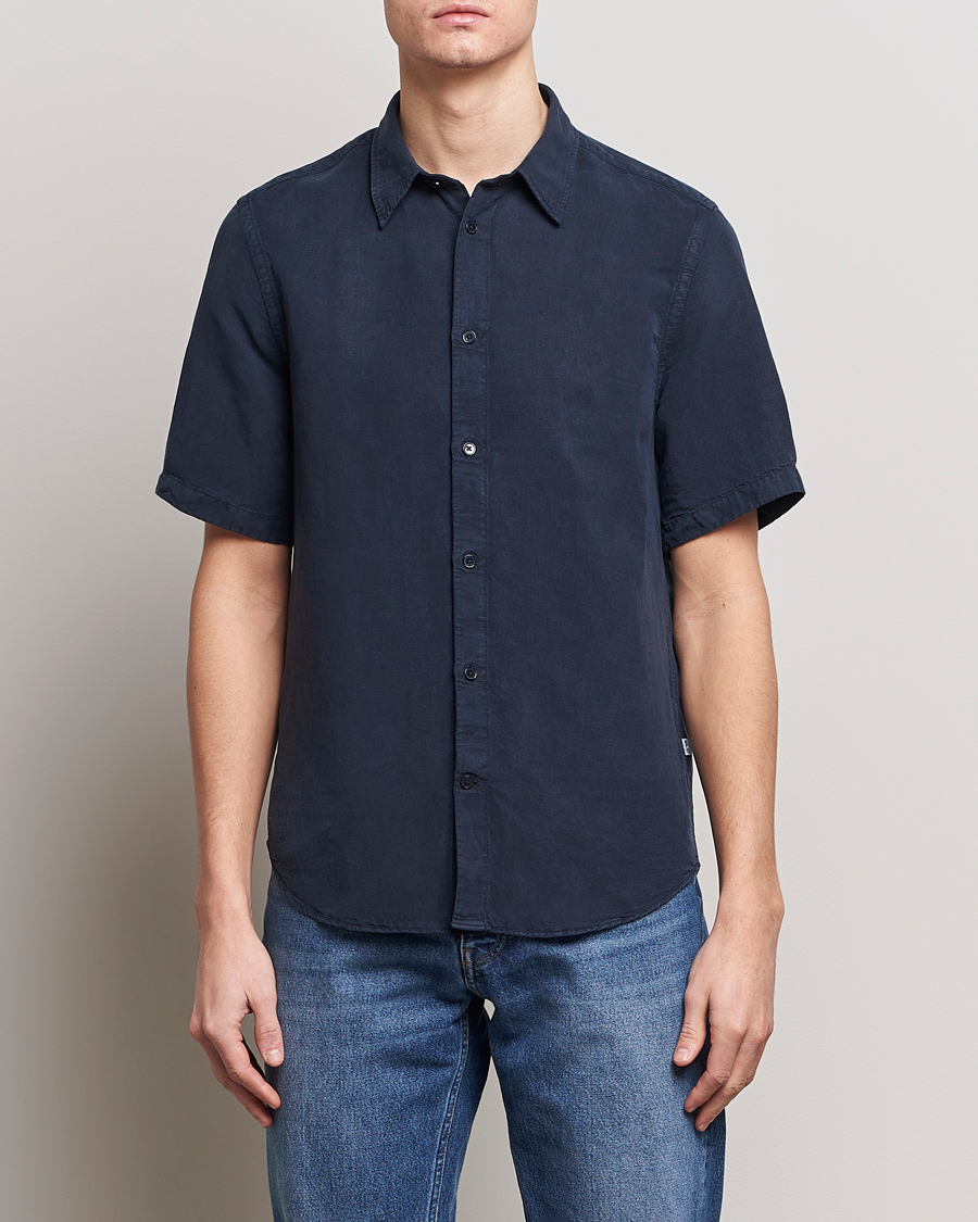 Men |  | NN07 | Arne Tencel/Linen Short Sleeve Shirt Navy Blue
