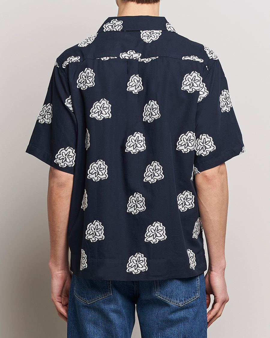Men | Shirts | NN07 | Leo Printed Short Sleeve Shirt Navy Blue