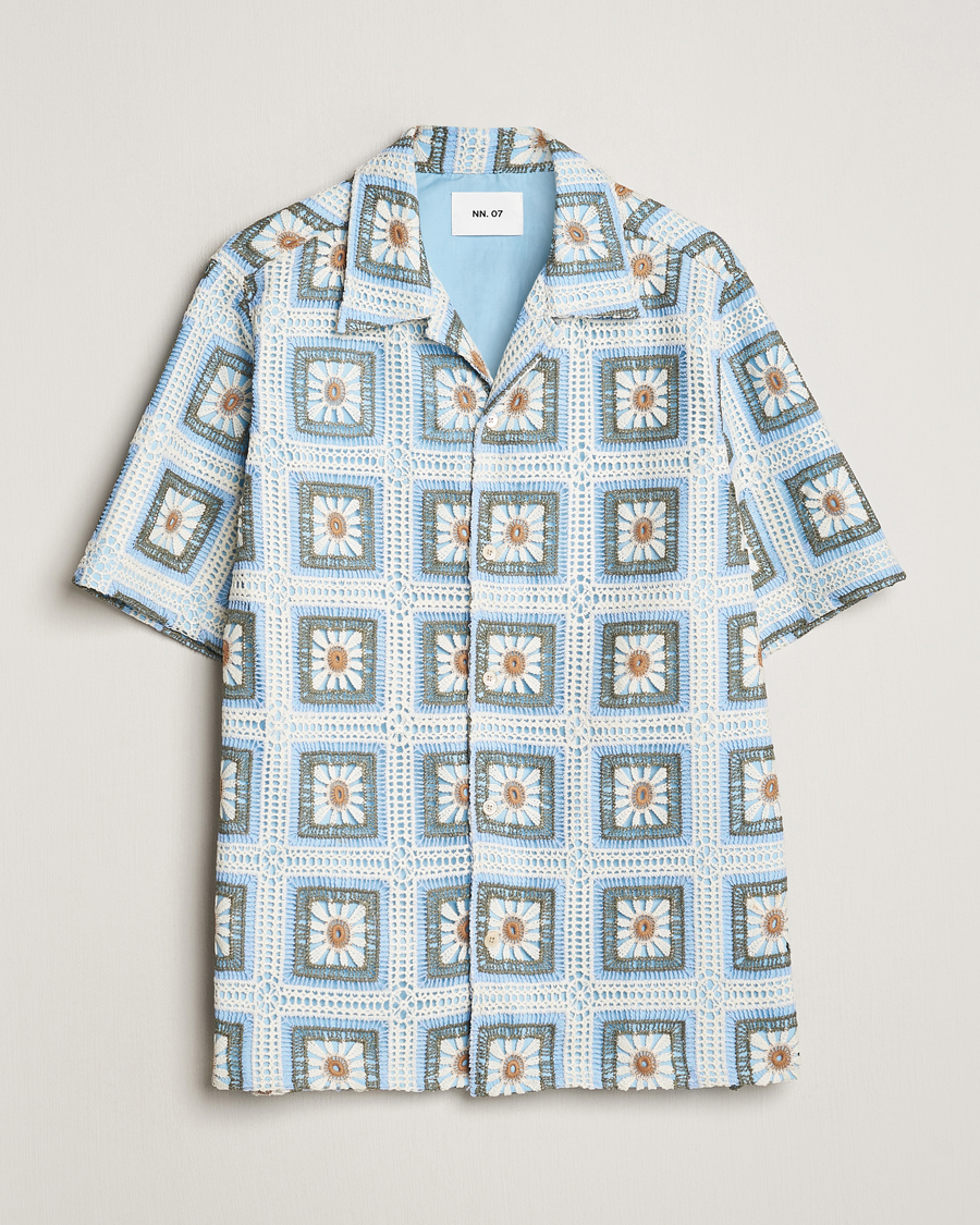 Men | Shirts | NN07 | Julio Knitted Croche Flower Short Sleeve Shirt Multi