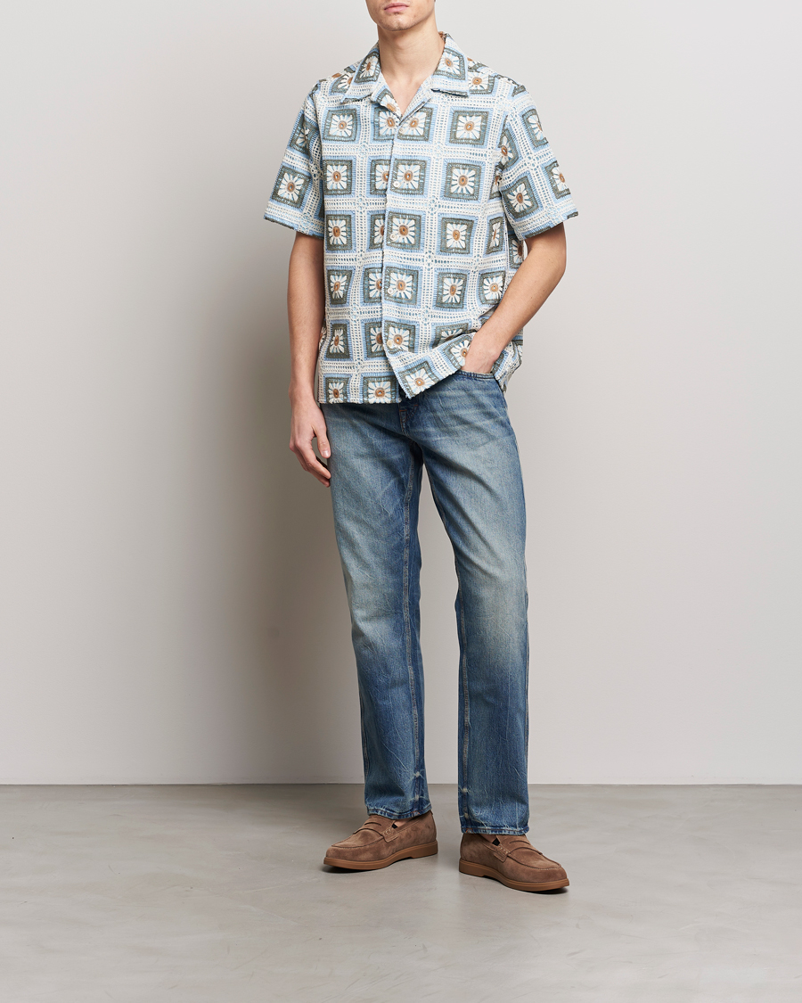 Men | Shirts | NN07 | Julio Knitted Croche Flower Short Sleeve Shirt Multi