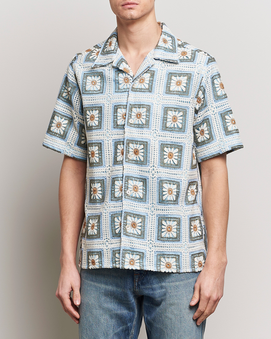 Men | Shirts | NN07 | Julio Knitted Croche Flower Short Sleeve Shirt Multi