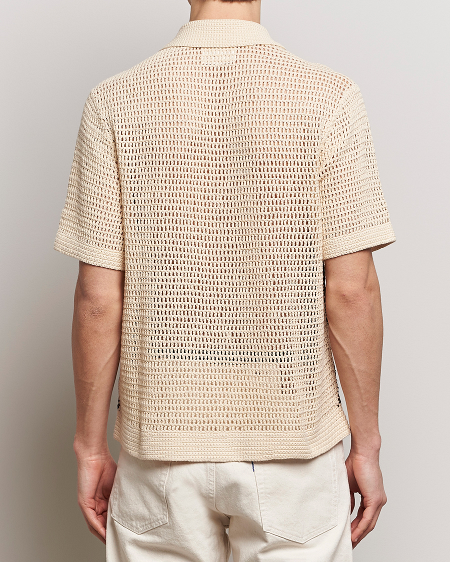Men | Shirts | NN07 | Nolan Croche Knitted Short Sleeve Shirt Ecru
