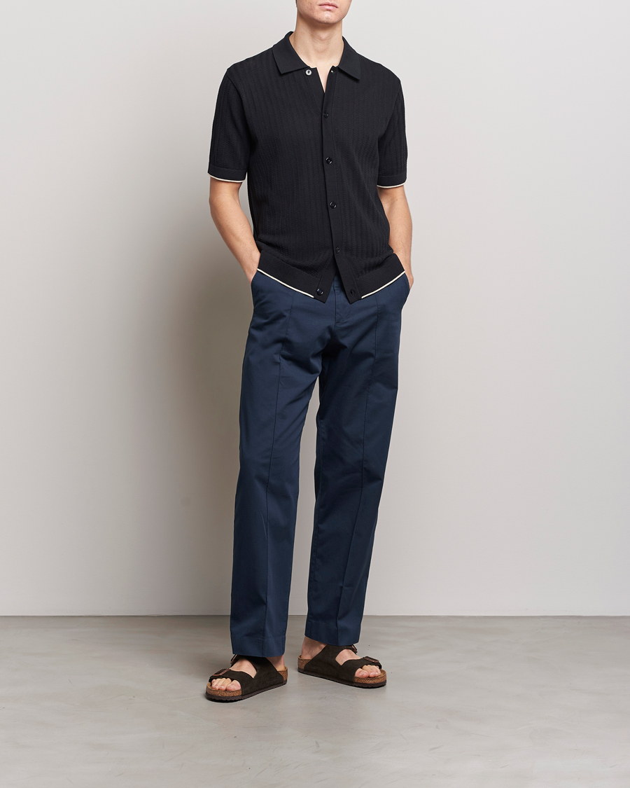 Men | Shirts | NN07 | Nalo Structured Knitted Short Sleeve Shirt Navy Blue
