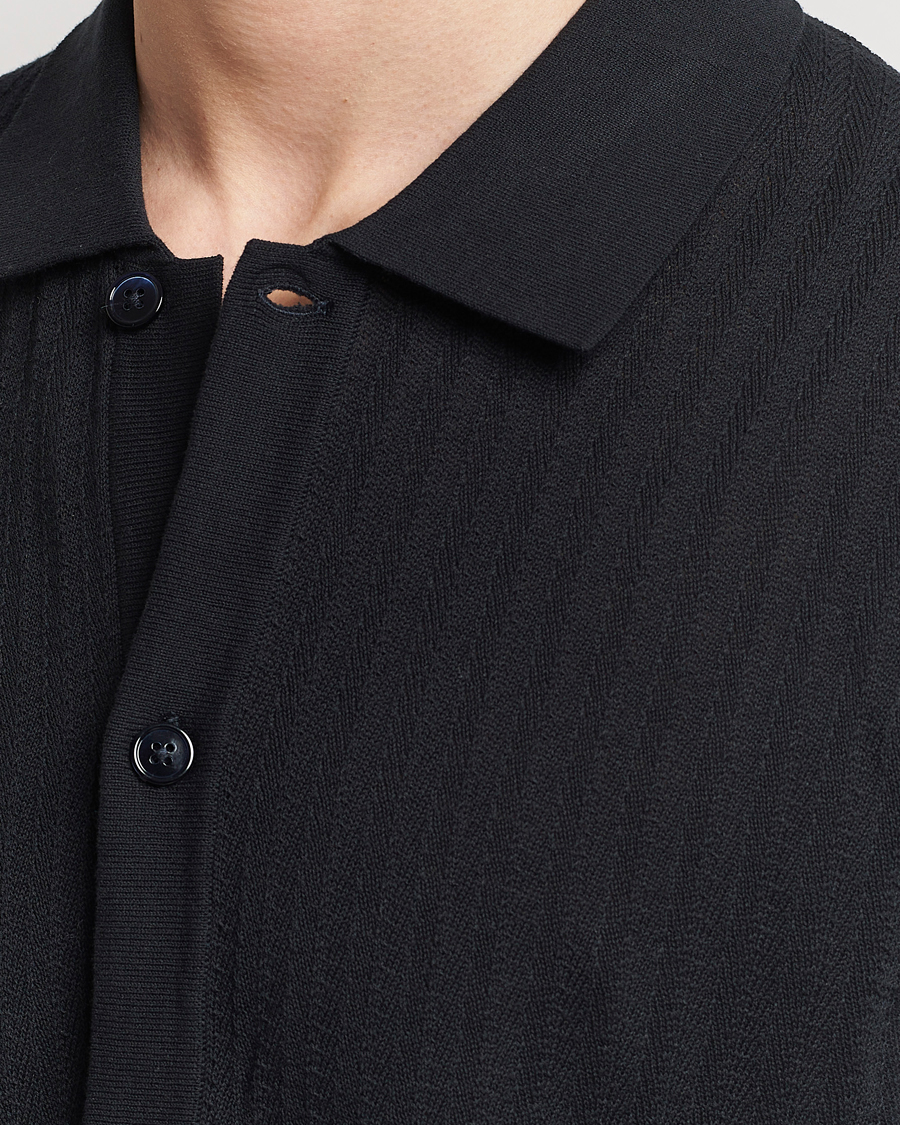 Men | Shirts | NN07 | Nalo Structured Knitted Short Sleeve Shirt Navy Blue