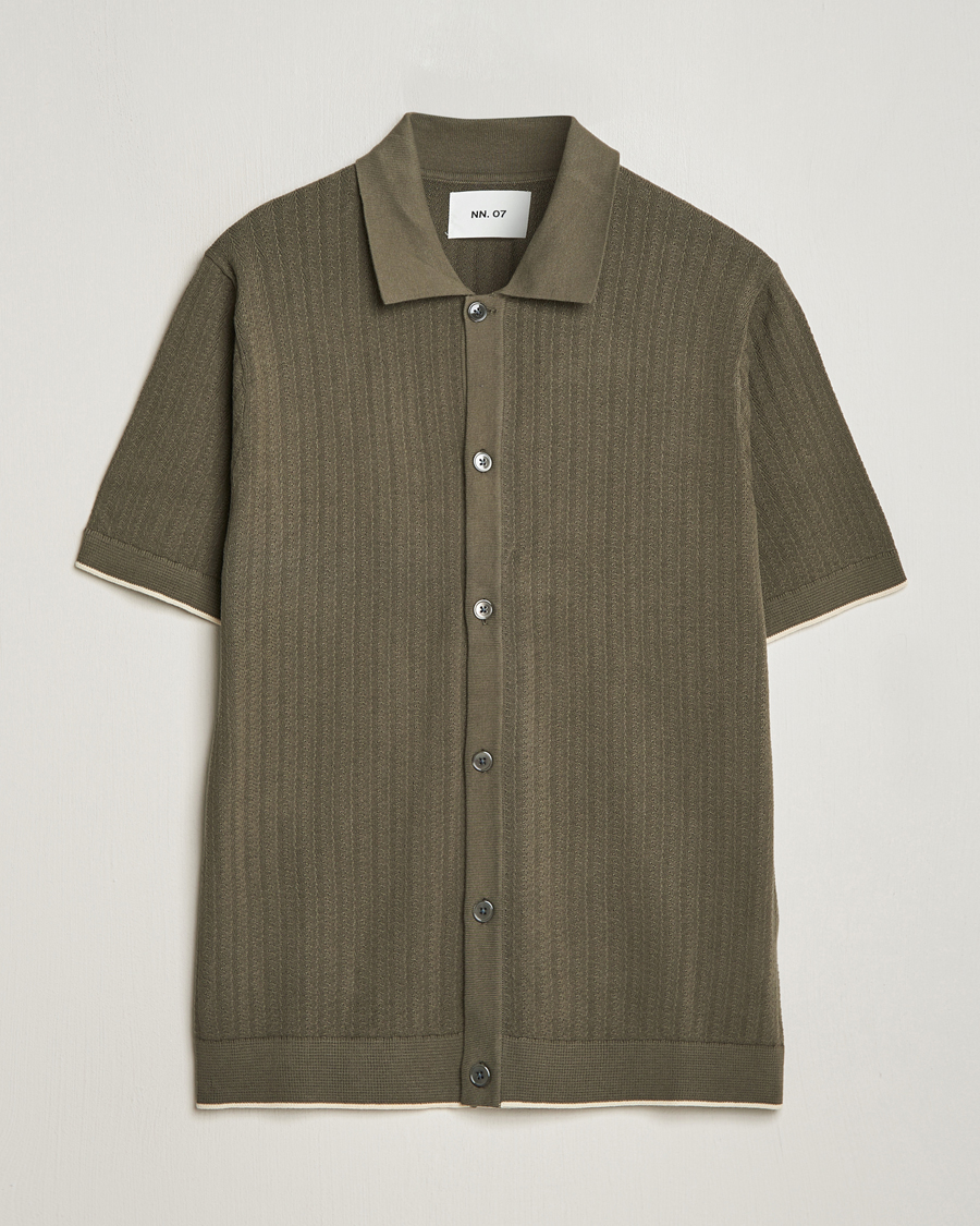 Men | Shirts | NN07 | Nalo Structured Knitted Short Sleeve Shirt Green