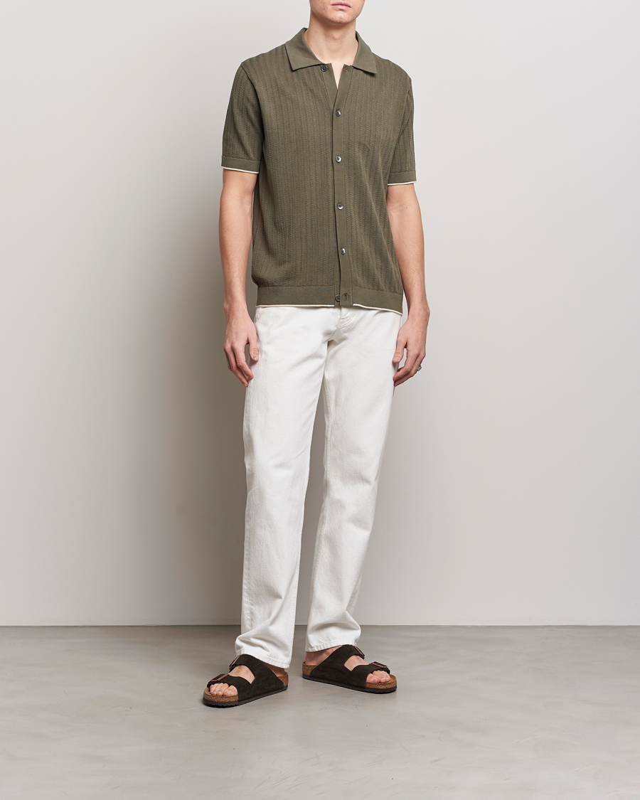 Men | Shirts | NN07 | Nalo Structured Knitted Short Sleeve Shirt Green