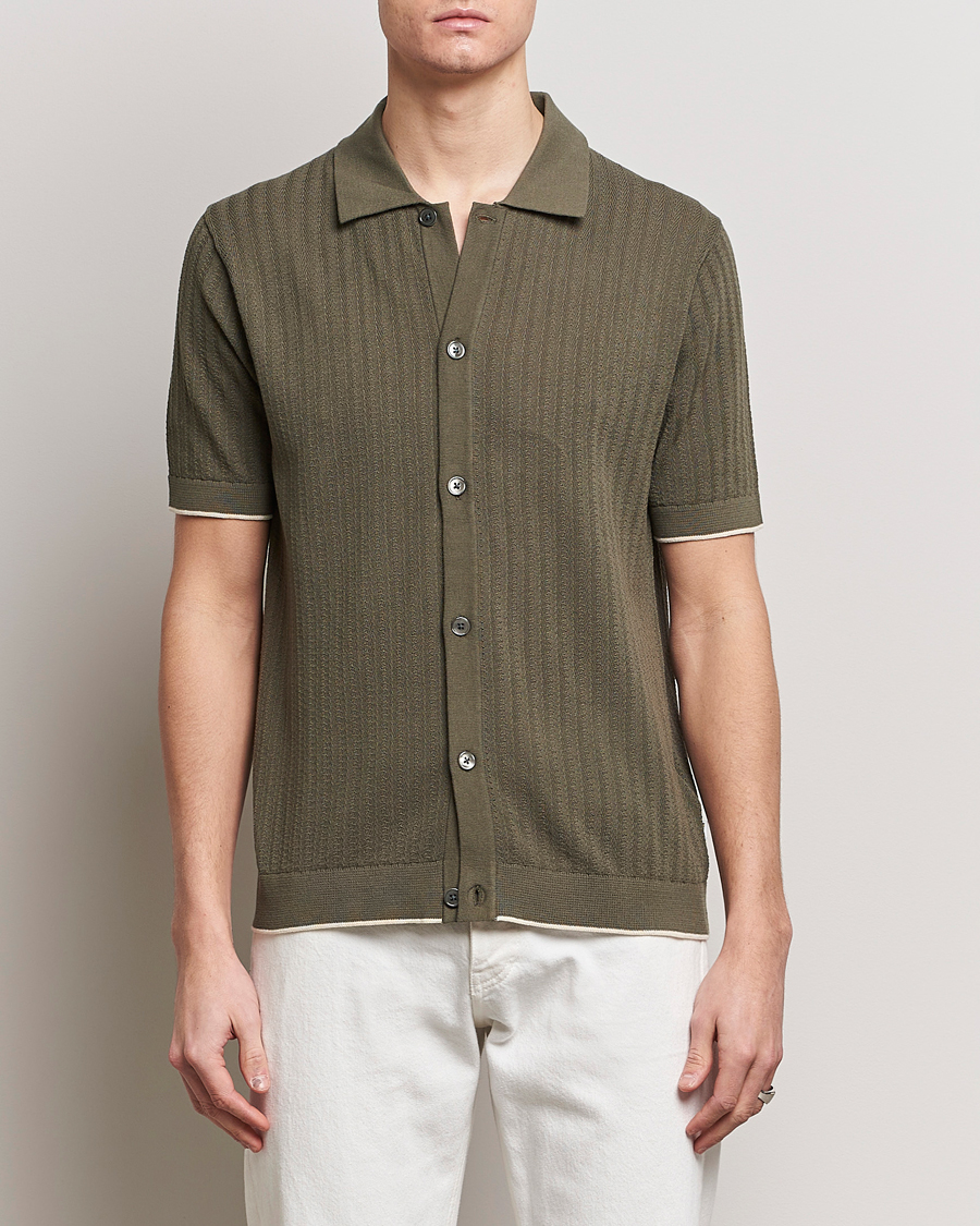 Men | Shirts | NN07 | Nalo Structured Knitted Short Sleeve Shirt Green