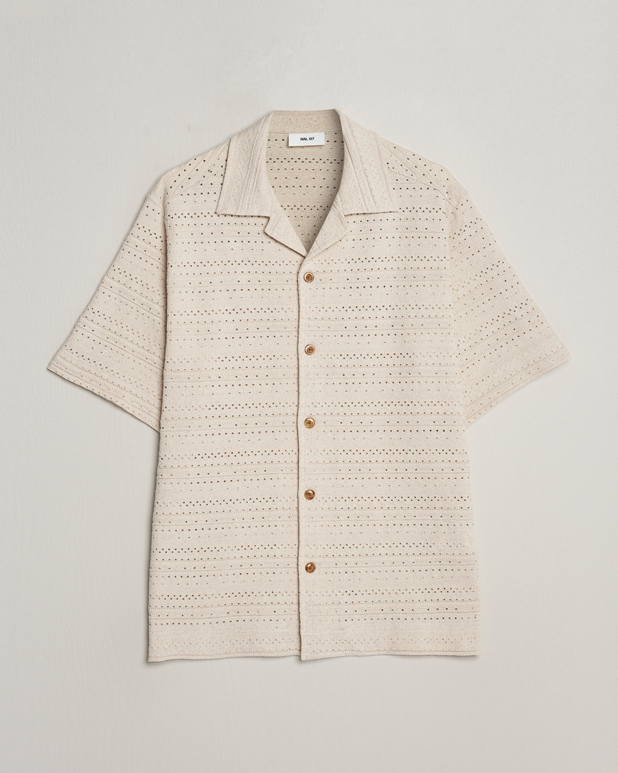 Men | Shirts | NN07 | Julio Knitted Short Sleeve Shirt Ecru