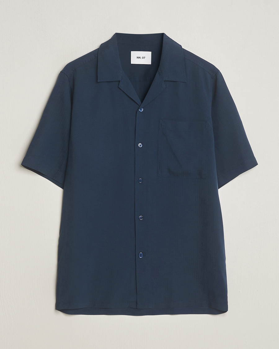 Men | Shirts | NN07 | Julio Ripstop Short Sleeve Shirt Navy Blue