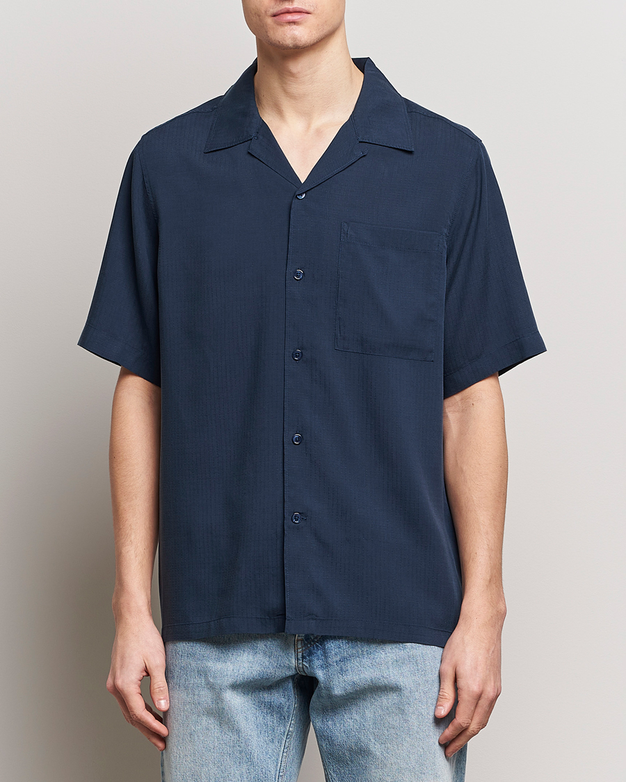 Men |  | NN07 | Julio Ripstop Short Sleeve Shirt Navy Blue