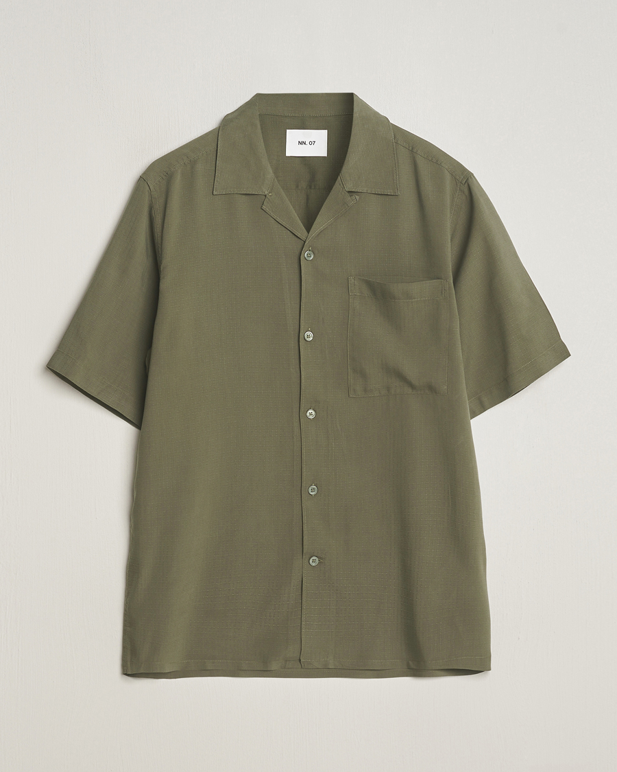 Men | Shirts | NN07 | Julio Ripstop Short Sleeve Shirt Capers Green
