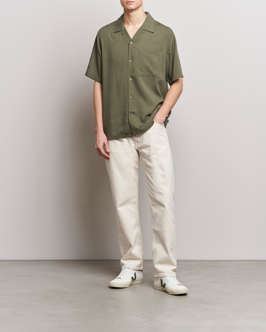 Men | Shirts | NN07 | Julio Ripstop Short Sleeve Shirt Capers Green