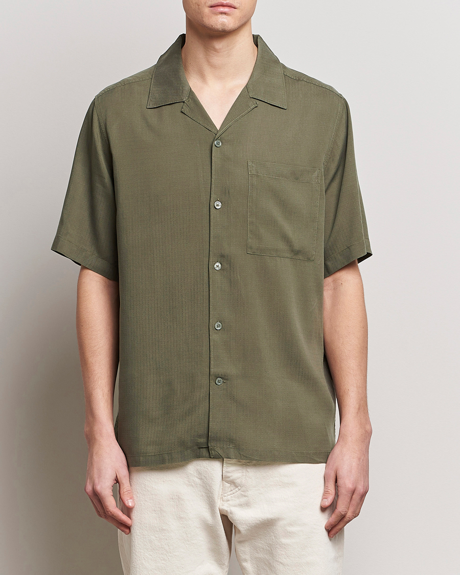 Men | Shirts | NN07 | Julio Ripstop Short Sleeve Shirt Capers Green