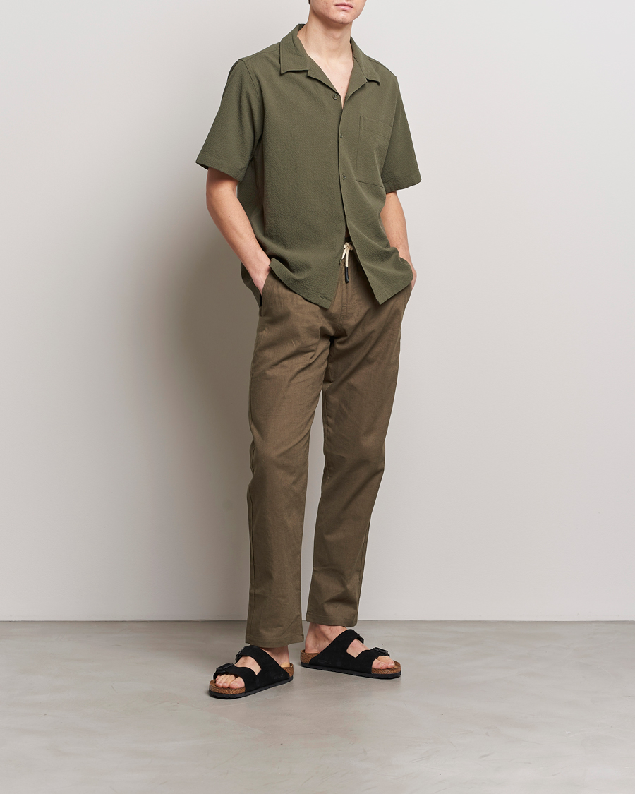 NN07 Julio Seersucker Short Sleeve Shirt Capers Green at