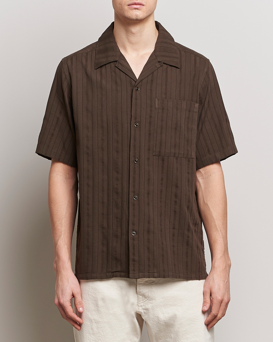 Men | Short Sleeve Shirts | NN07 | Julio Structured Short Sleeve Shirt Demitasse Brown