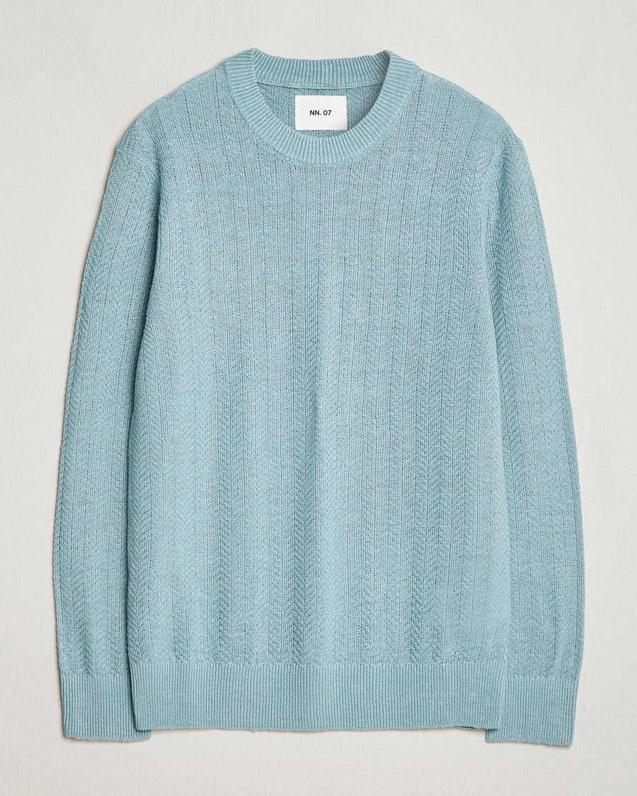 Men | Sweaters & Knitwear | NN07 | Jaden Knitted Linen Crew Neck Sweater Winter Sky