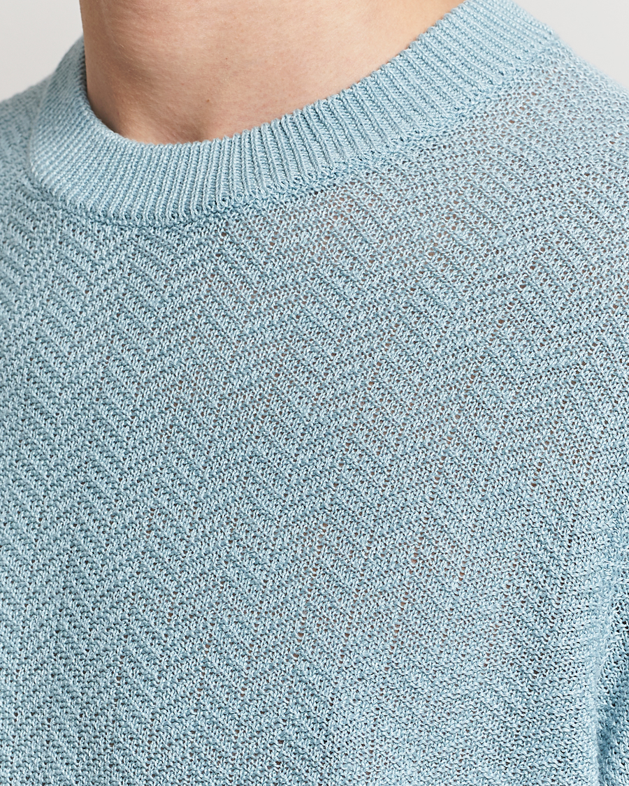 Men | Sweaters & Knitwear | NN07 | Jaden Knitted Linen Crew Neck Sweater Winter Sky