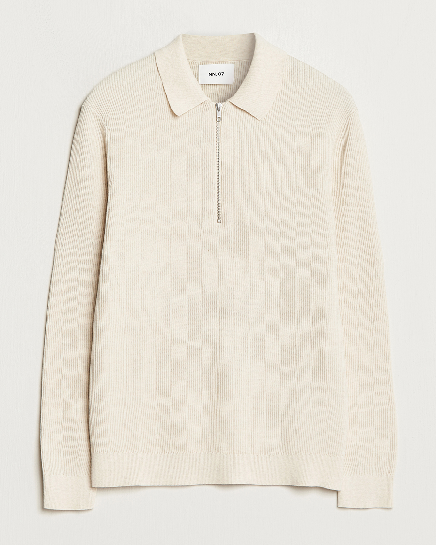 Men | Sweaters & Knitwear | NN07 | Hansie Knitted Half Zip Ecru