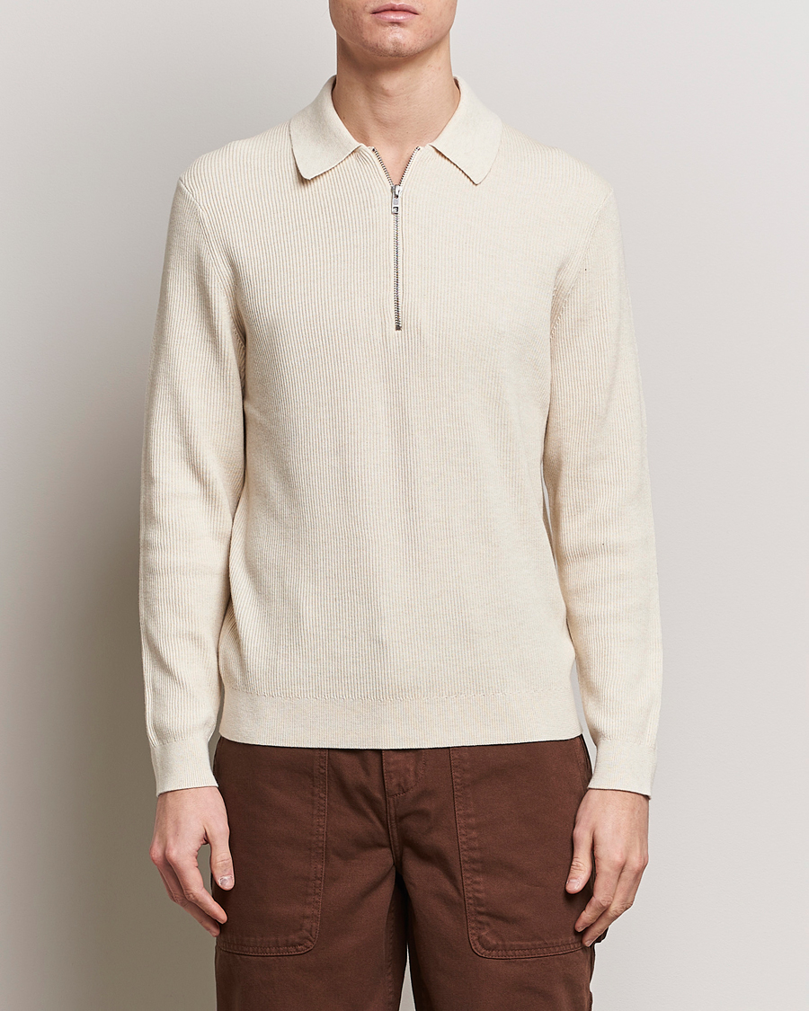Men | Sweaters & Knitwear | NN07 | Hansie Knitted Half Zip Ecru