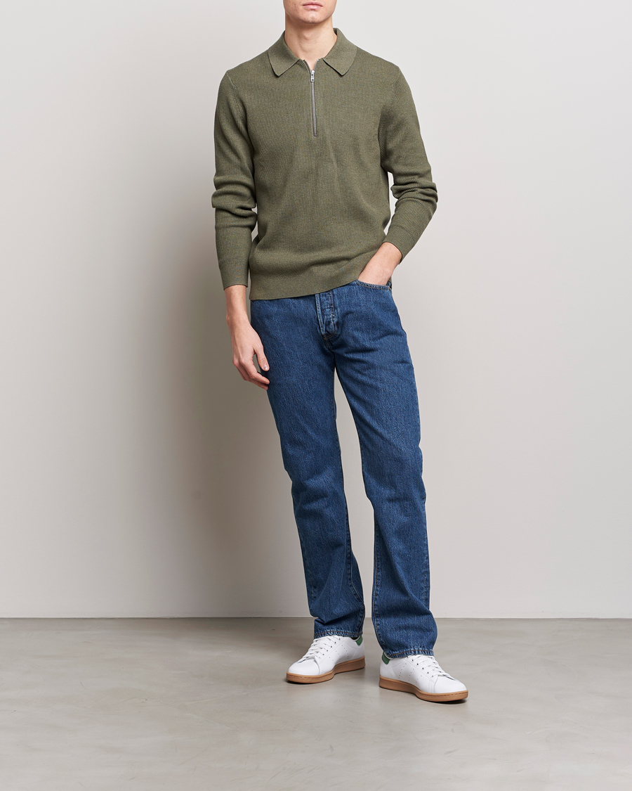 Men | Sweaters & Knitwear | NN07 | Hansie Knitted Half Zip Capers Green