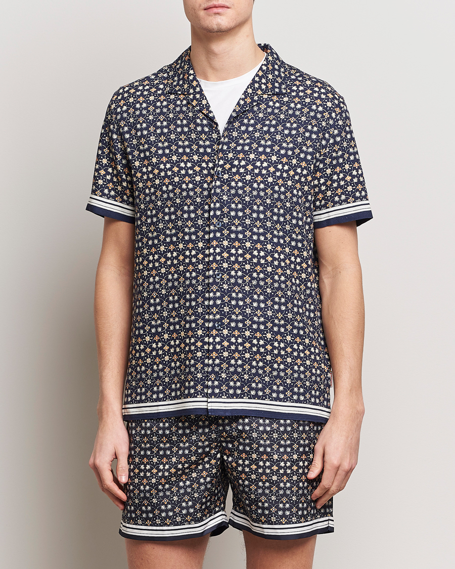 Men | Shirts | Orlebar Brown | Hibbert Fiore Short Sleeve Shirt Night Iris