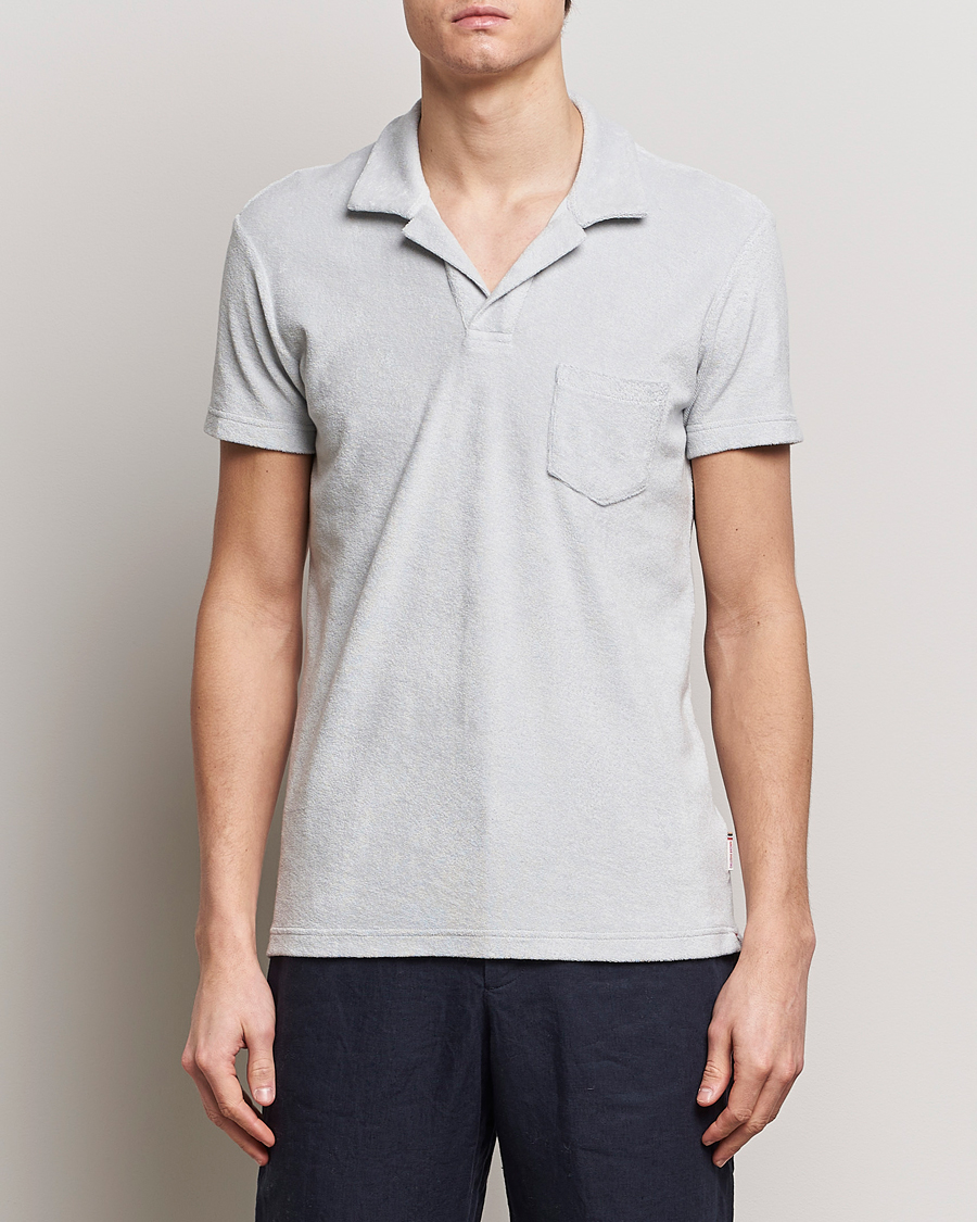 Men | Short Sleeve Polo Shirts | Orlebar Brown | Terry Polo White Jade