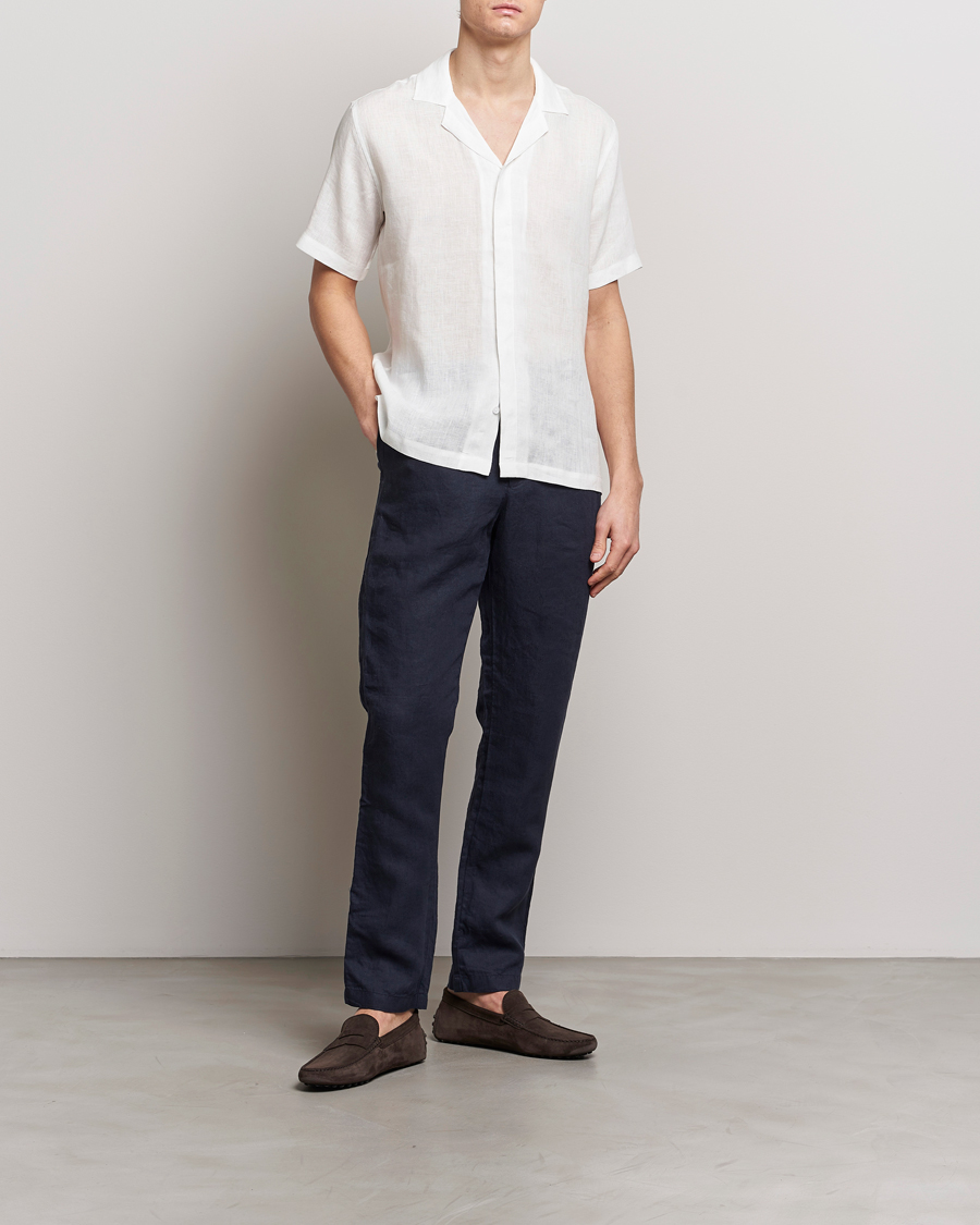 Men | Shirts | Orlebar Brown | Maitan Short Sleeve Linen Shirt White