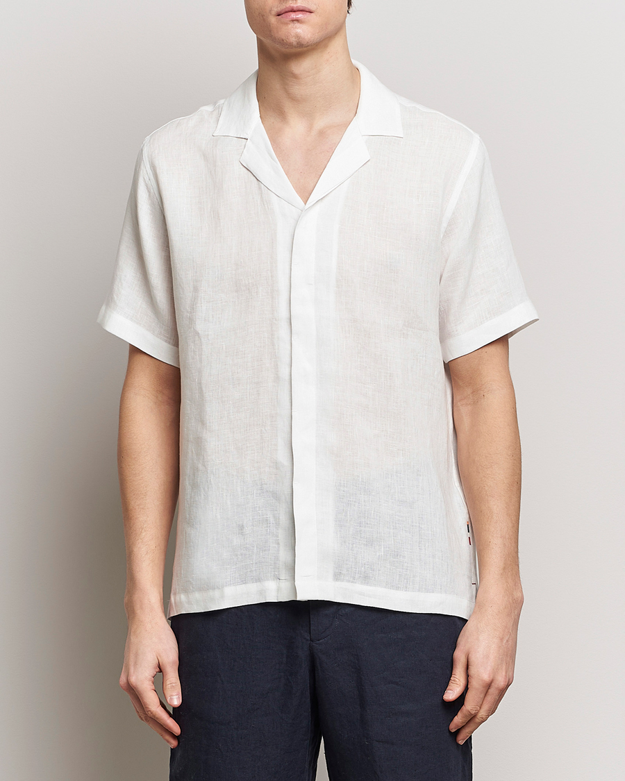 Men | Clothing | Orlebar Brown | Maitan Short Sleeve Linen Shirt White
