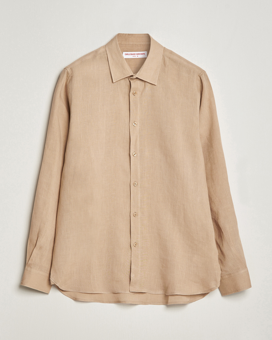 Men | Shirts | Orlebar Brown | Justin Linen Shirt Biscuit