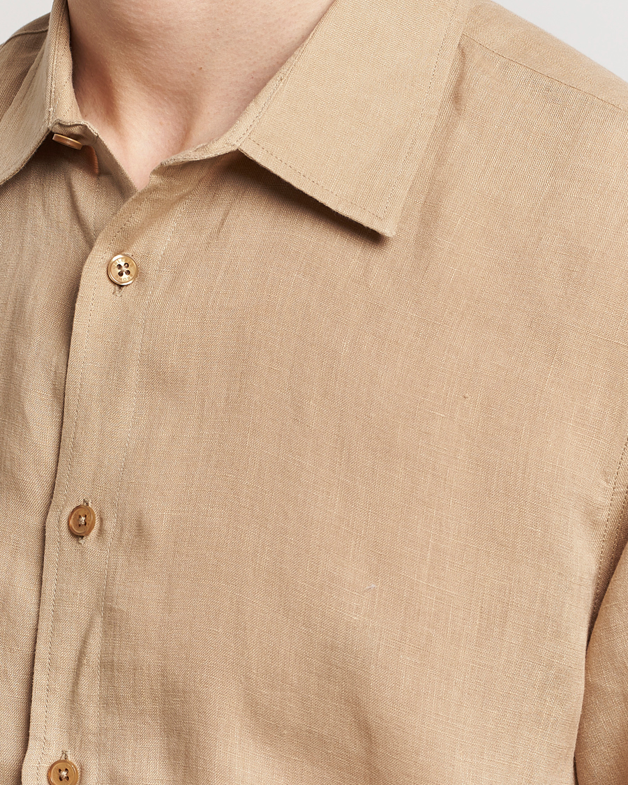 Men | Shirts | Orlebar Brown | Justin Linen Shirt Biscuit