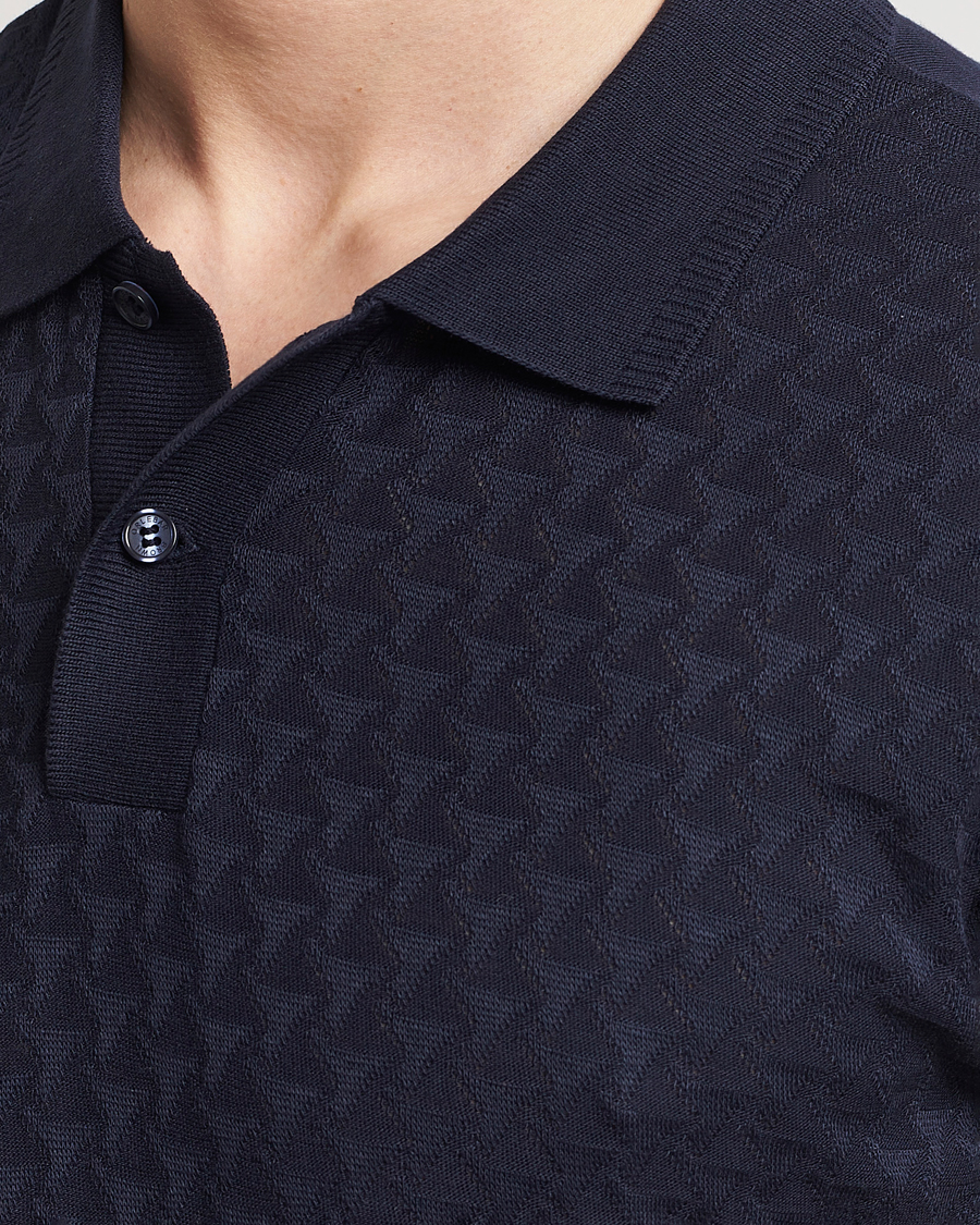 Men | Polo Shirts | Orlebar Brown | Jarrett Jaquard Knitted Ribb Polo Night Iris