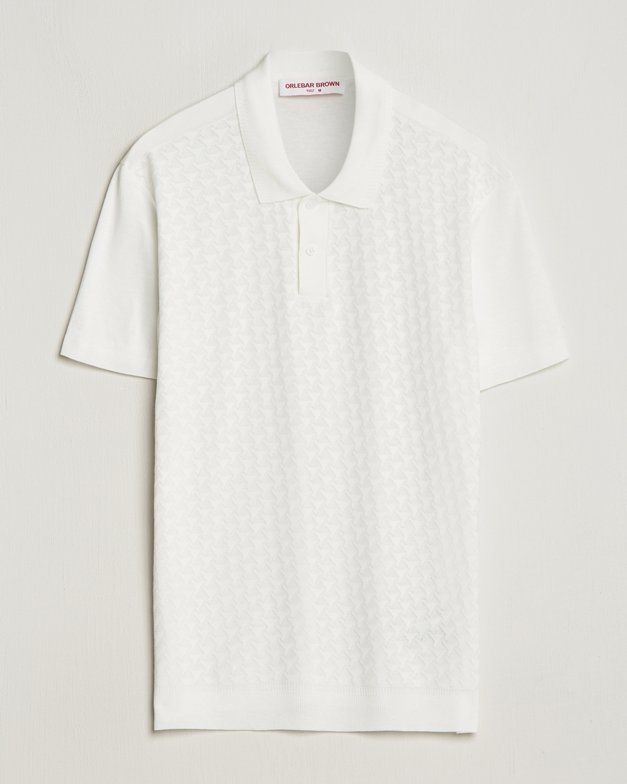 Men | Polo Shirts | Orlebar Brown | Jarrett Jaquard Knitted Ribb Polo White