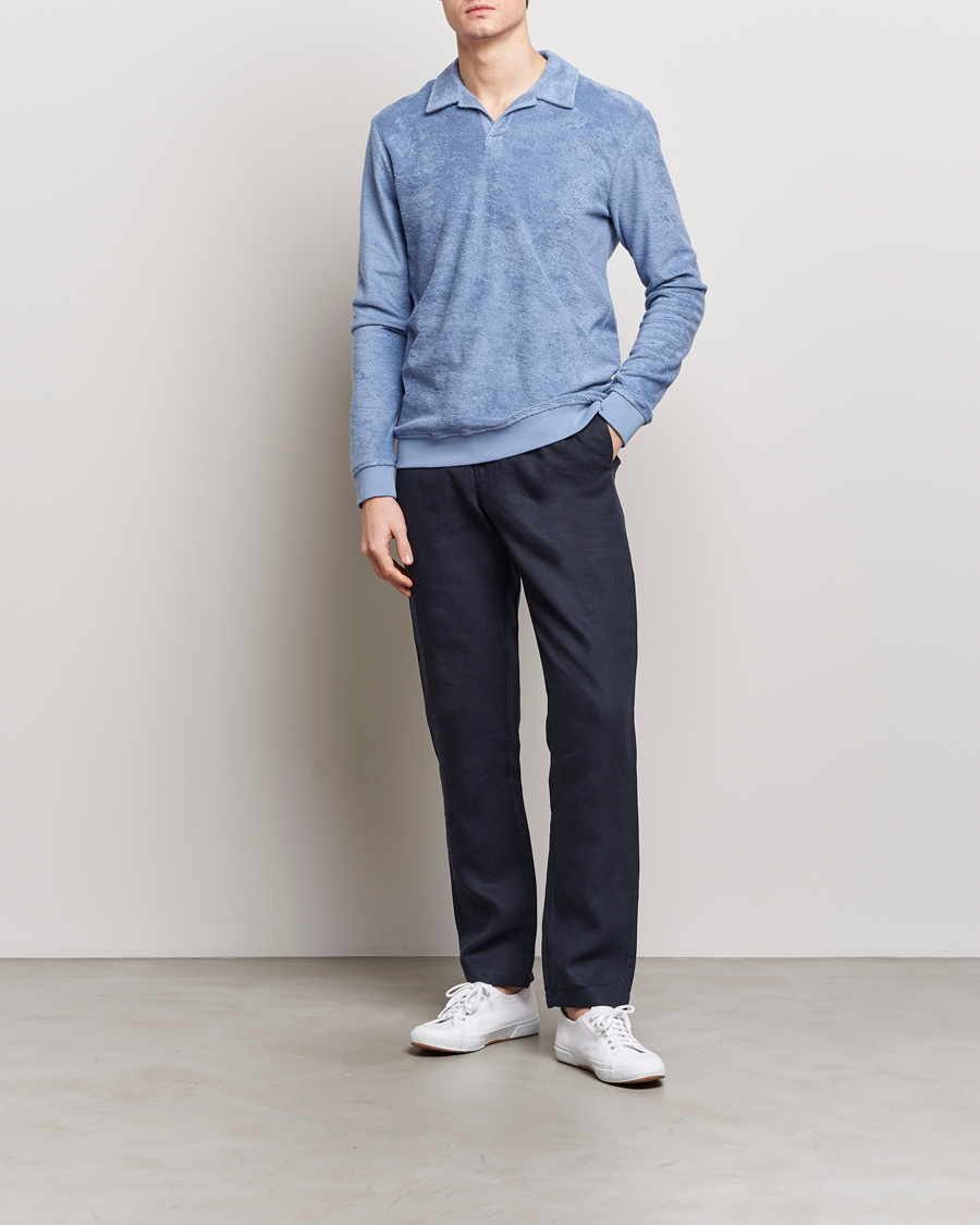 Men | Trousers | Orlebar Brown | Cornell Linen Trousers Night Iris