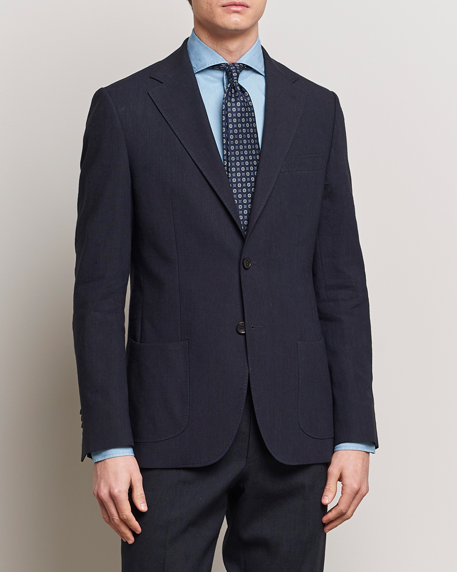 Men | Suit Jackets | Morris Heritage | Summer Linen Blazer Navy