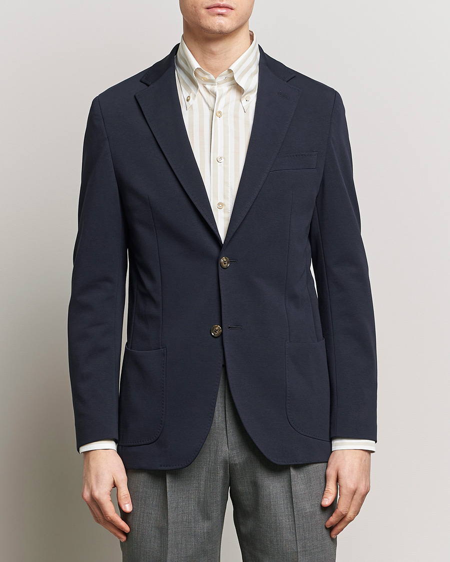 Morris Heritage Mike Soft Cotton Jersey Blazer Navy at CareOfCarl.com
