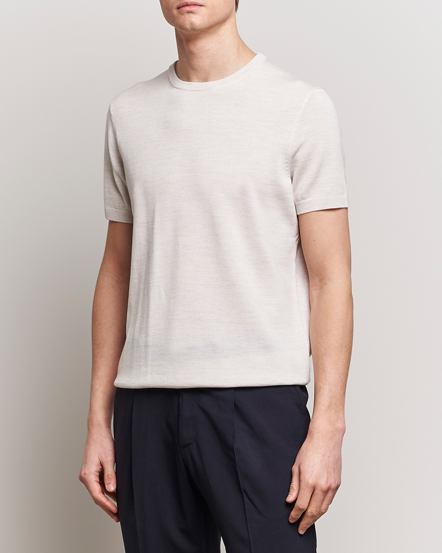 Men | Departments | Morris Heritage | Kingsley Knitted Merino T-Shirt Off White