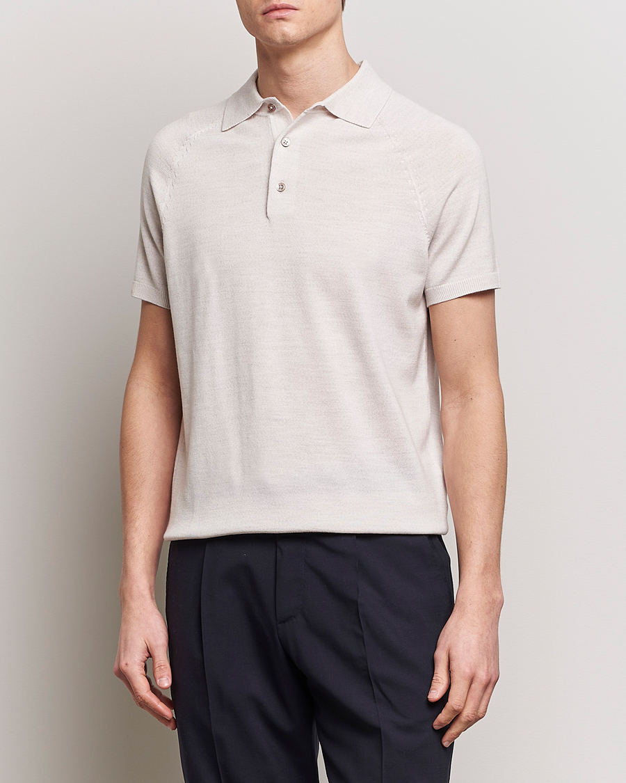 Men | Clothing | Morris Heritage | Fleming Short Sleeve Merino Polo Off White