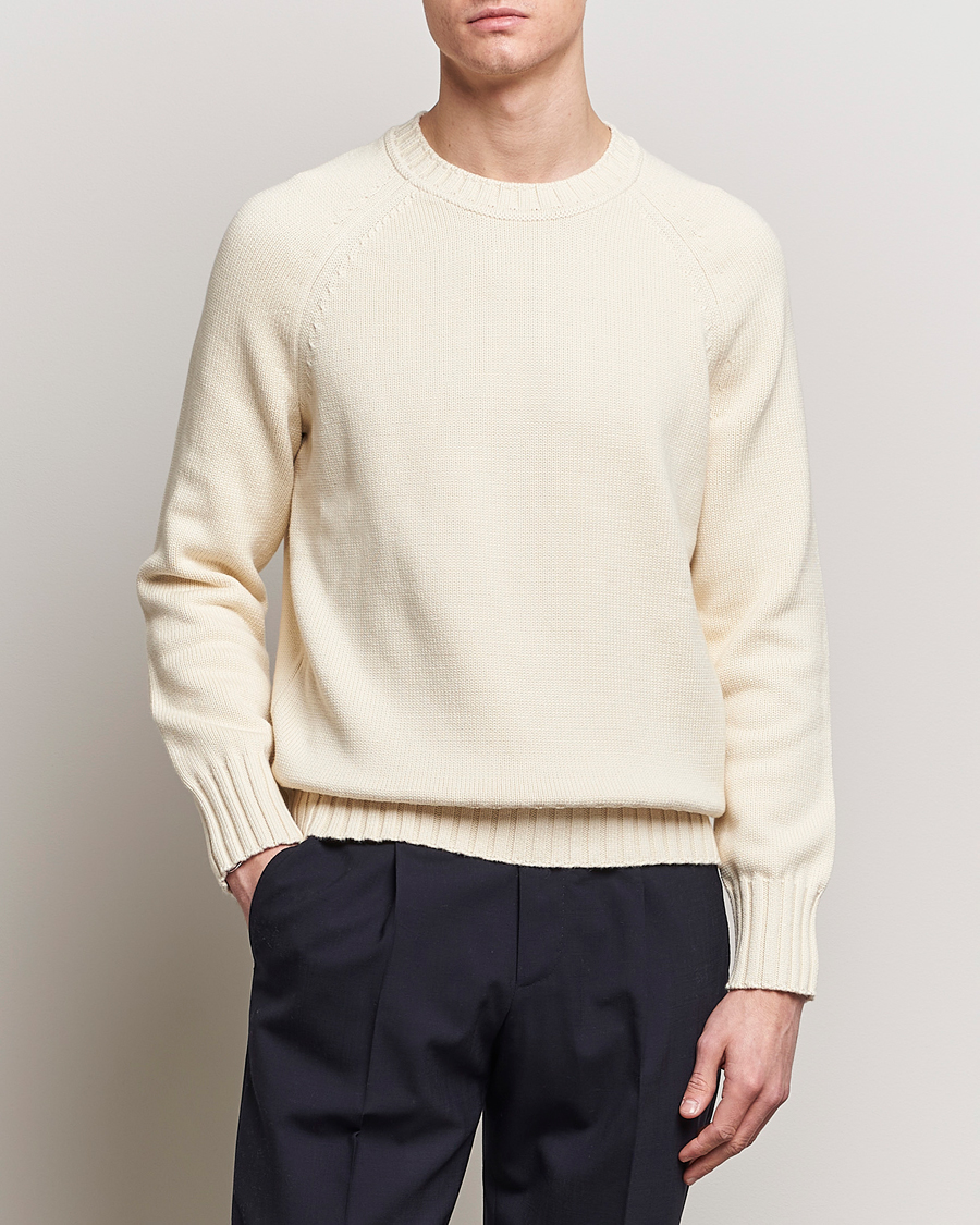 Herr | Stickade tröjor | Morris Heritage | Bennet Knitted Cotton/Cashmere Crew Neck Off White