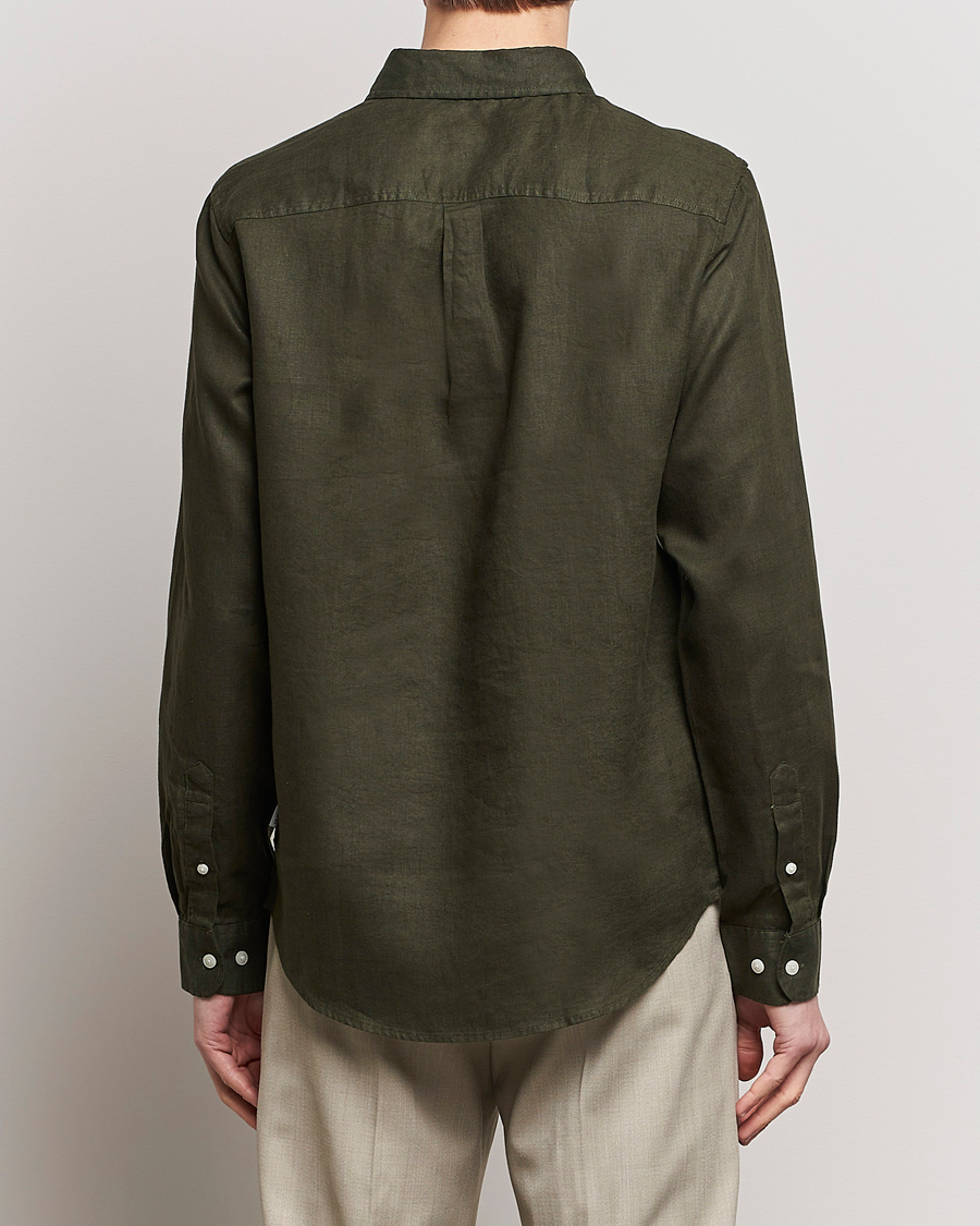 Men | Shirts | LES DEUX | Kristian Linen Button Down Shirt Olive Night