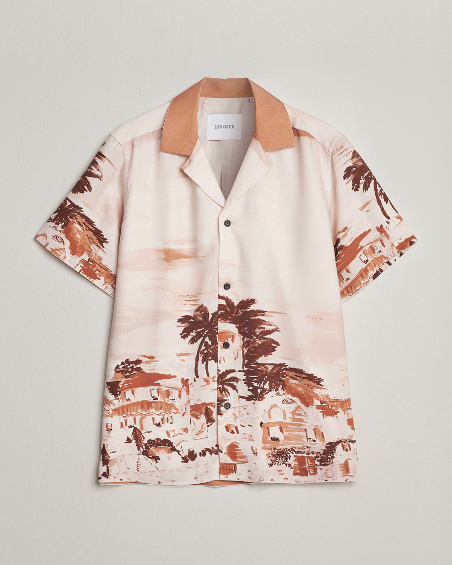 Men | Shirts | LES DEUX | Coastal Printed Short Sleeve Shirt Terracotta